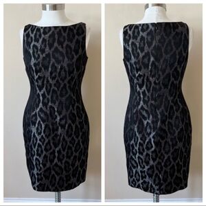 Ann Taylor Black and Gray Leopard Print Dress